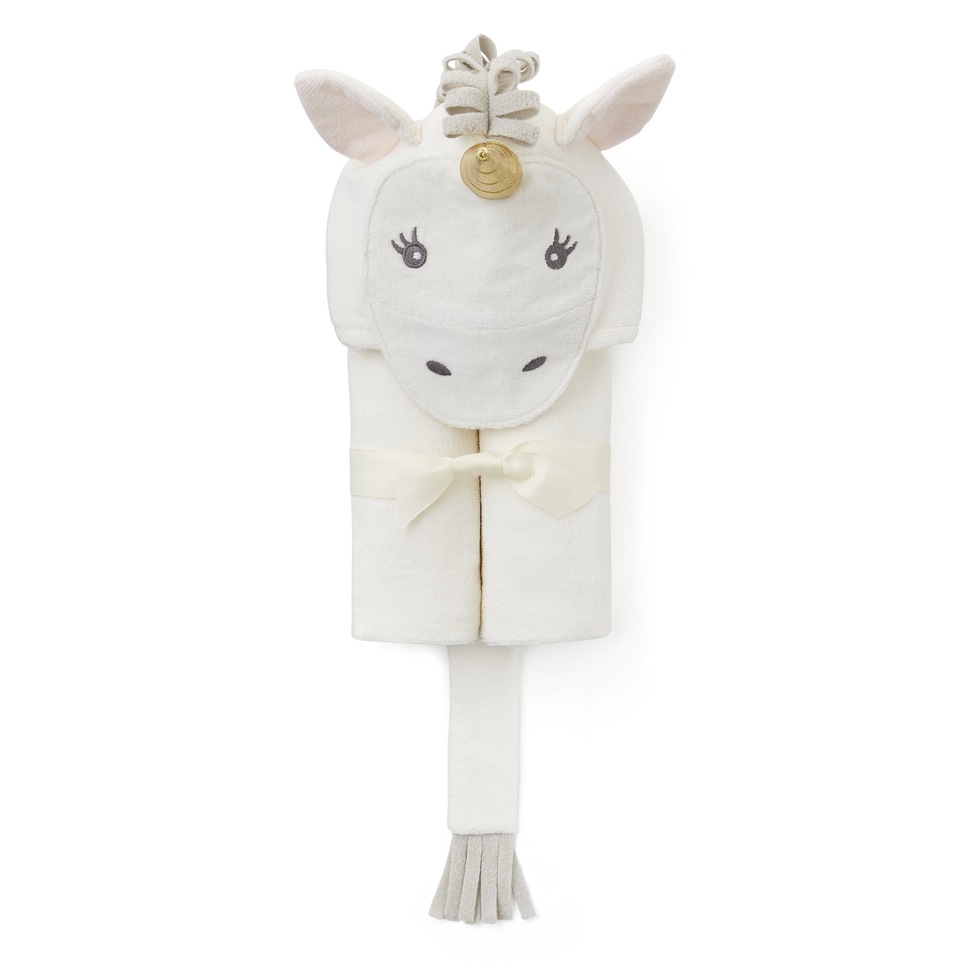 White Unicorn Hooded Baby Bath Wrap