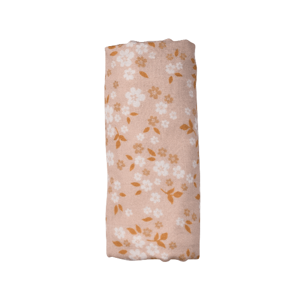 Peach Whimsy Floral Swaddle Blanket