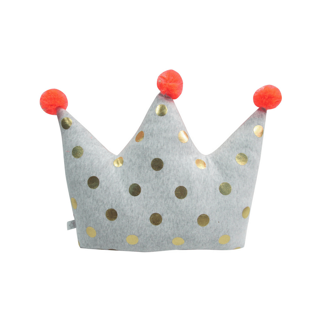 Decorative Crown Pillow With Pom Poms