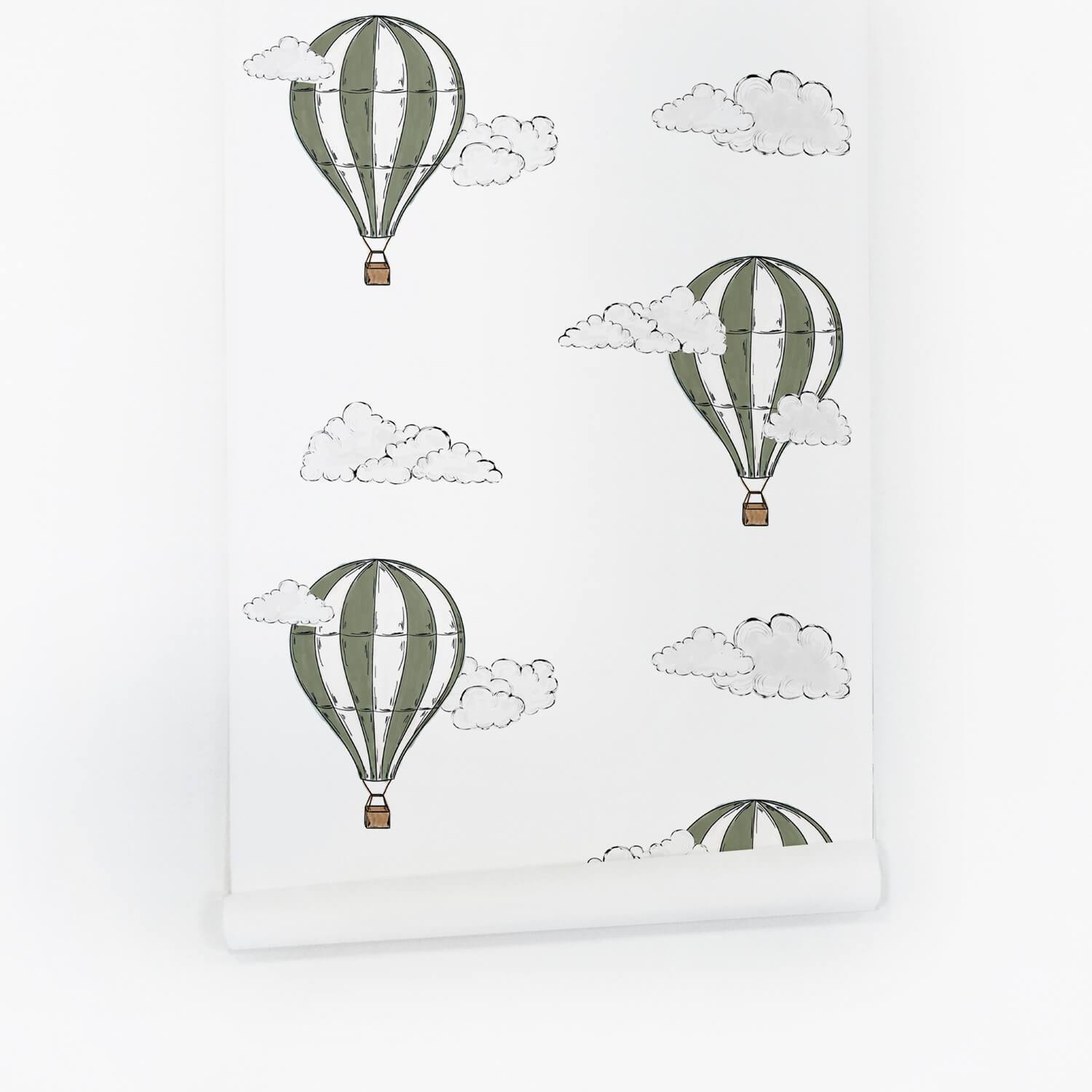 Image of Khaki Green Air Balloon Wallpaper