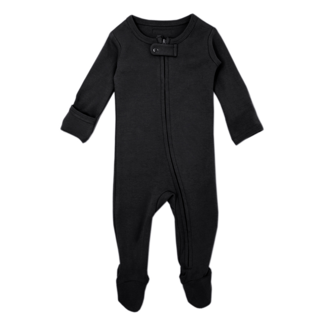 Organic Zipper Footed Overall - Black - 6-9m