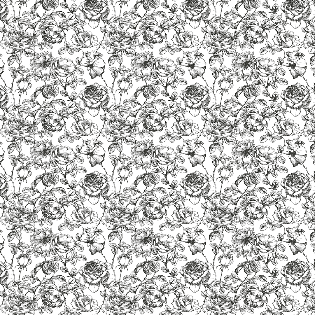 Black + White Floral Wallpaper