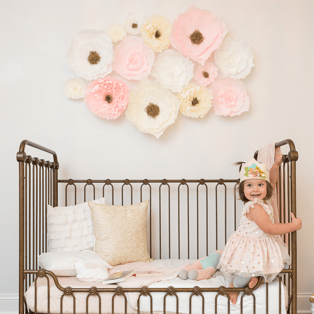 Blush Pink Crepe Paper Wall Flowers