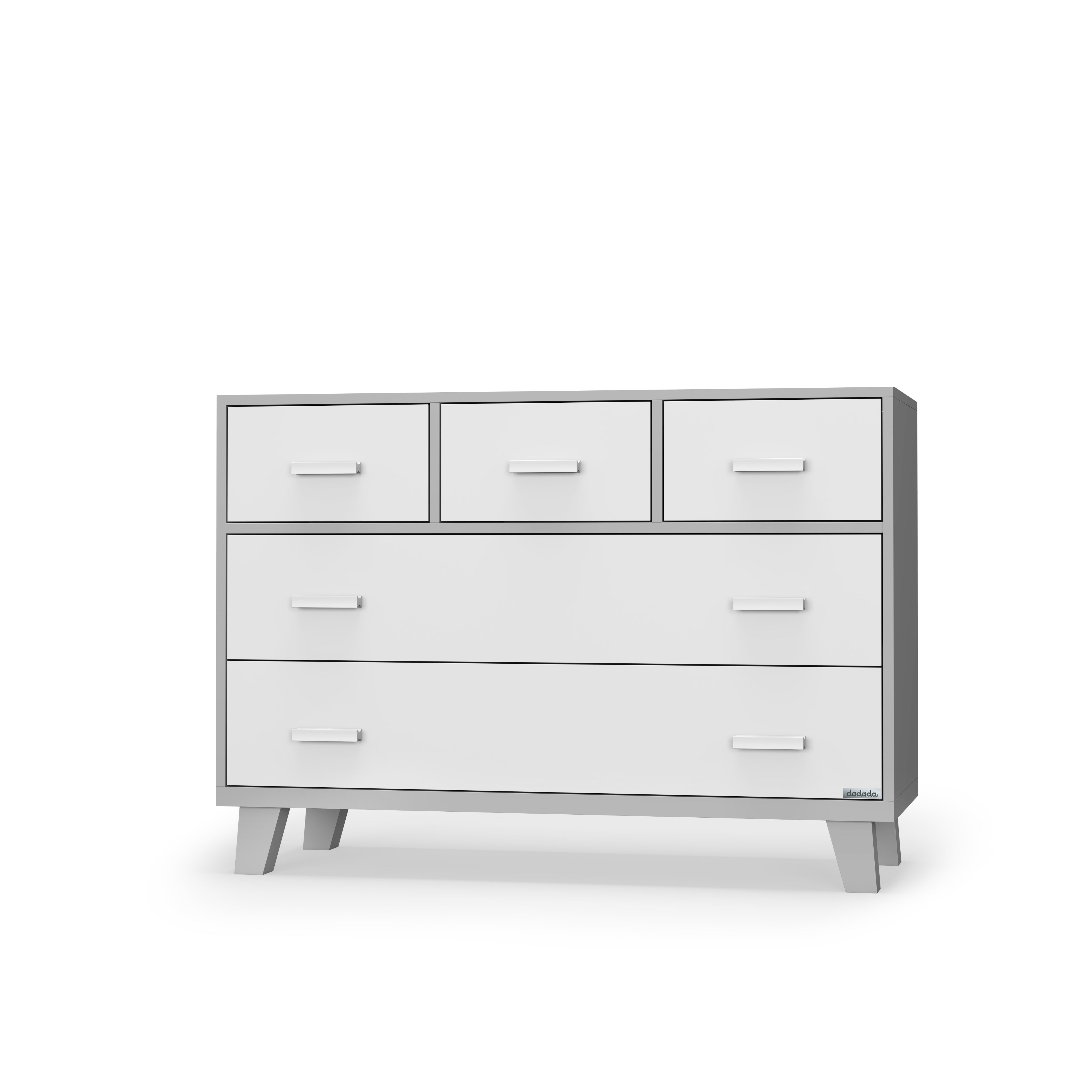 Boston 5-drawer Dresser - White + Gray