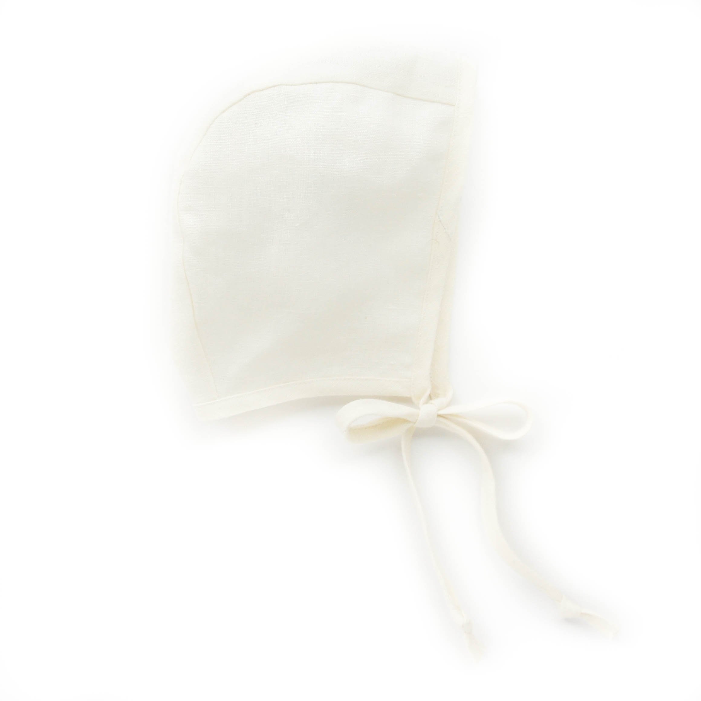 Ivory Linen Bonnet - 3-6m