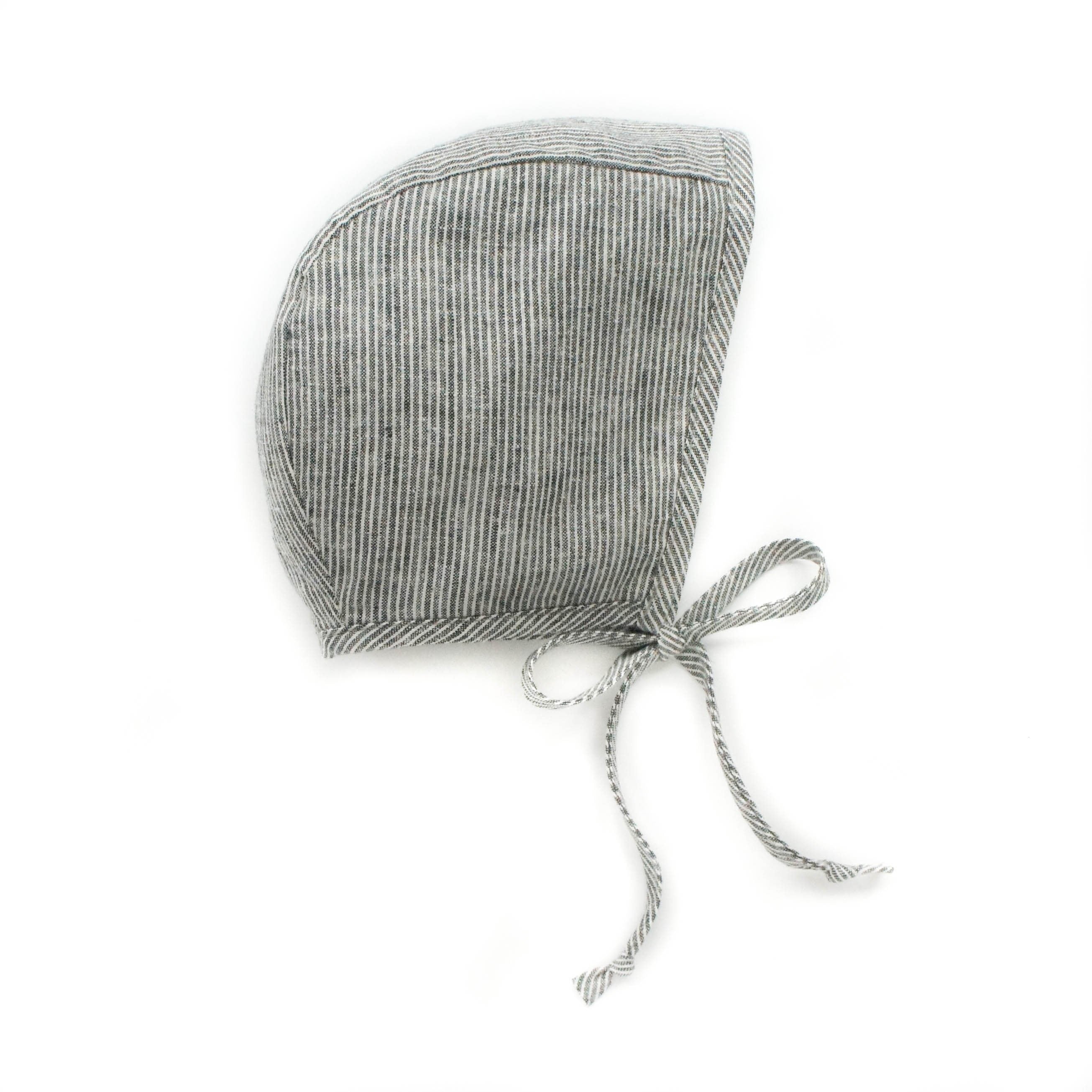 Natural Stripe Bonnet - 6-12m