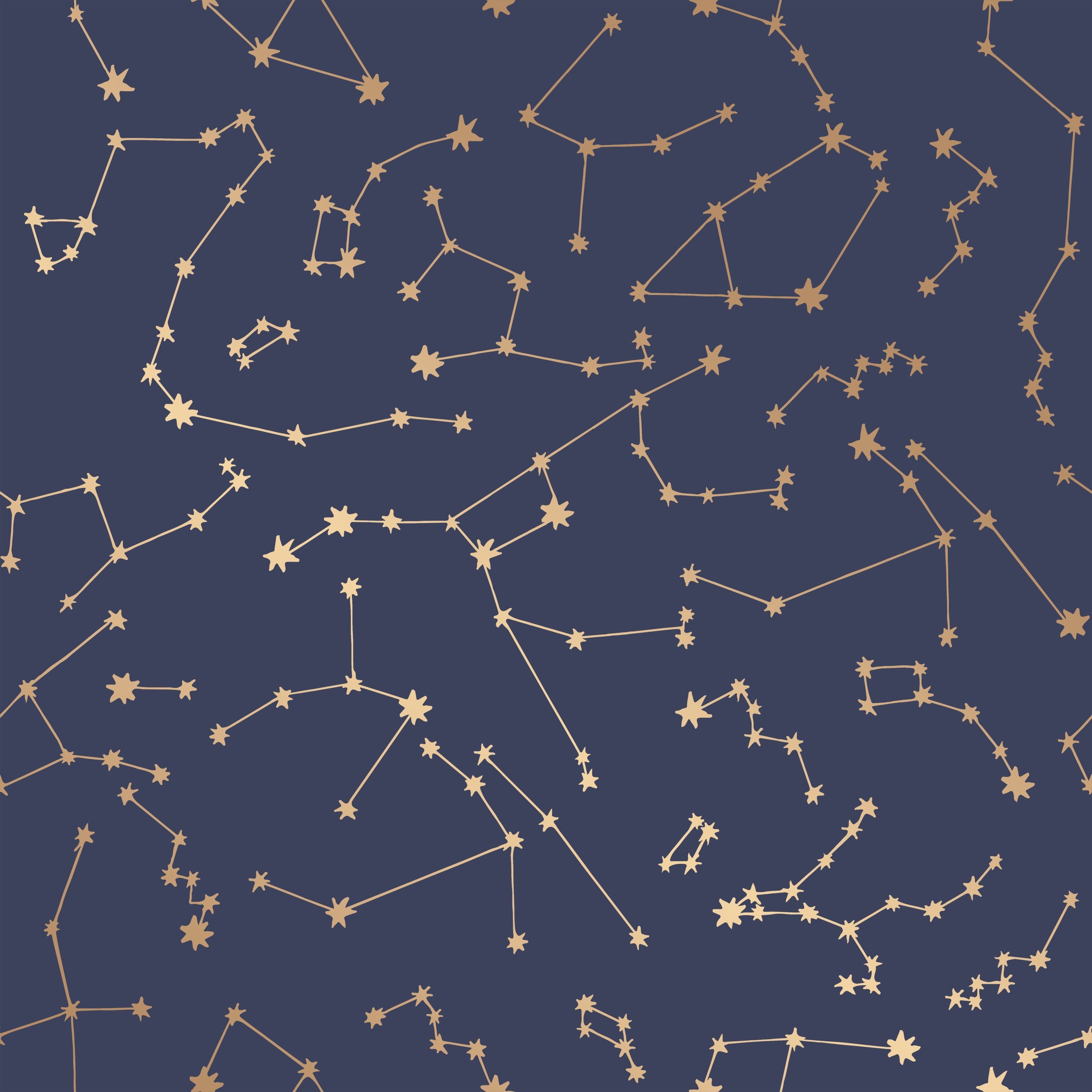 Constellations Wallpaper - Navy - Sample