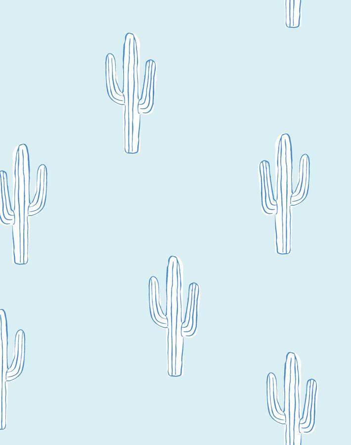 Cactus Wallpaper - Removable / Panel / Pale Blue