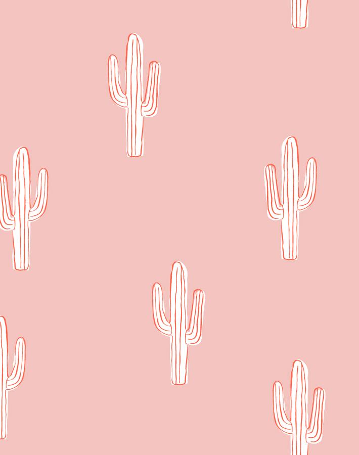 Cactus Wallpaper - Removable / Panel / Persimmon