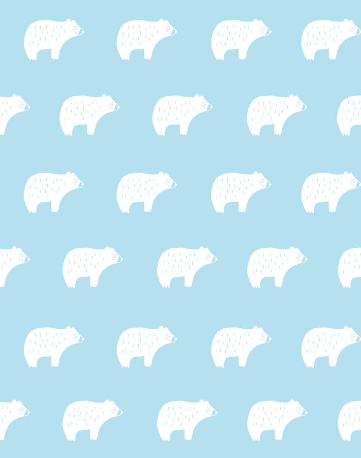 Chubby Bear Wallpaper - Removable / Sample / Baby Blue
