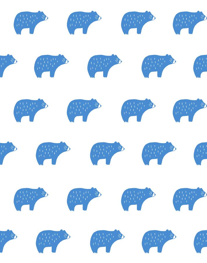 Chubby Bear Wallpaper - Removable / Sample / Cerulean