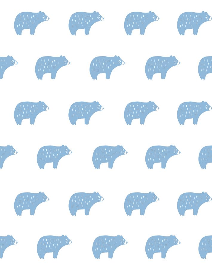 Chubby Bear Wallpaper - Removable / Sample / Cornflower