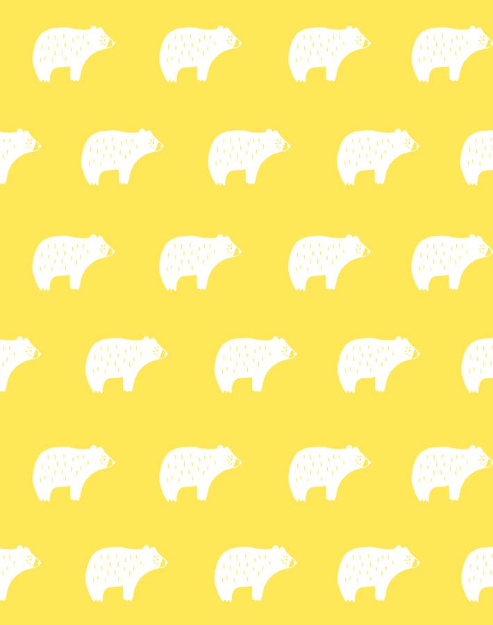 Chubby Bear Wallpaper - Removable / Sample / Daffodil