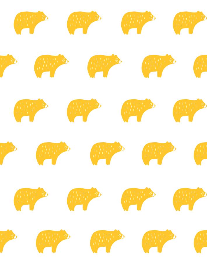 Chubby Bear Wallpaper - Removable / Sample / Marigold