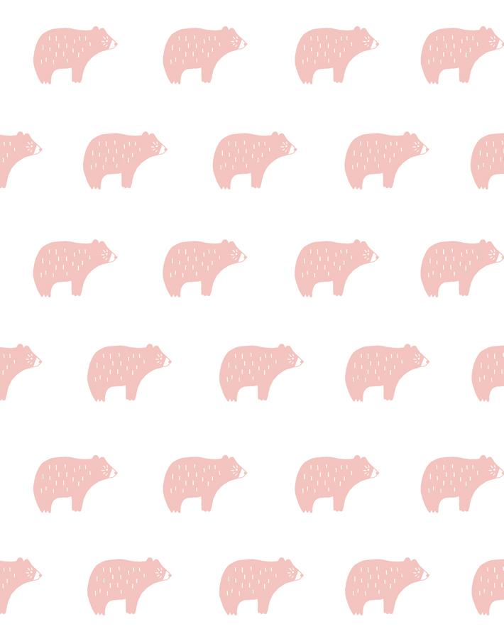 Chubby Bear Wallpaper - Removable / Sample / Pink