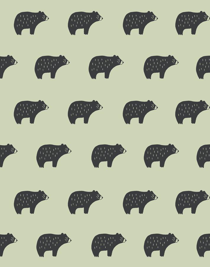 Chubby Bear Wallpaper - Removable / Sample / Pistachio