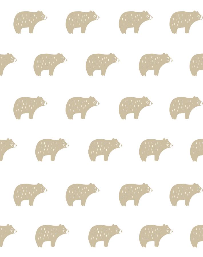 Chubby Bear Wallpaper - Removable / Panel / Taupe