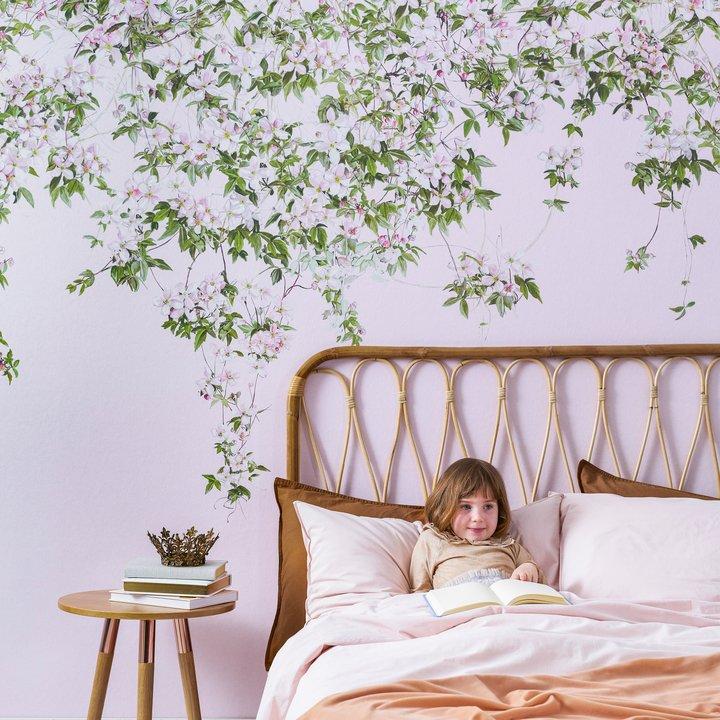 Classic Clematis Mural Wallpaper - Sample / Pink