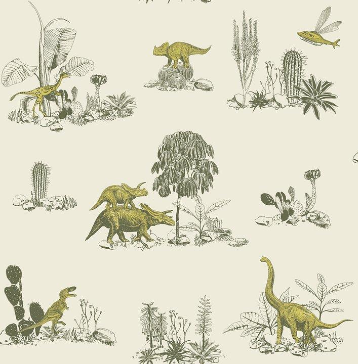 Classic Dino Wallpaper - Roll / Yellow/green