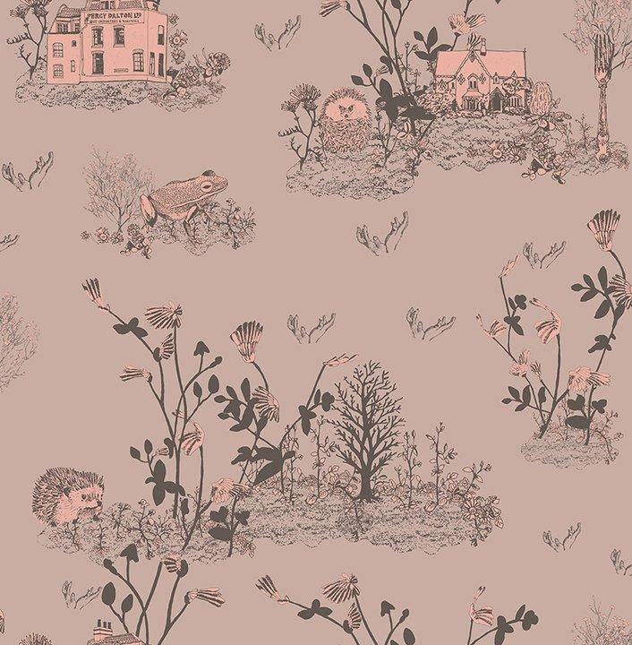 Classic Woodlands Wallpaper - Sample / Brown/pink
