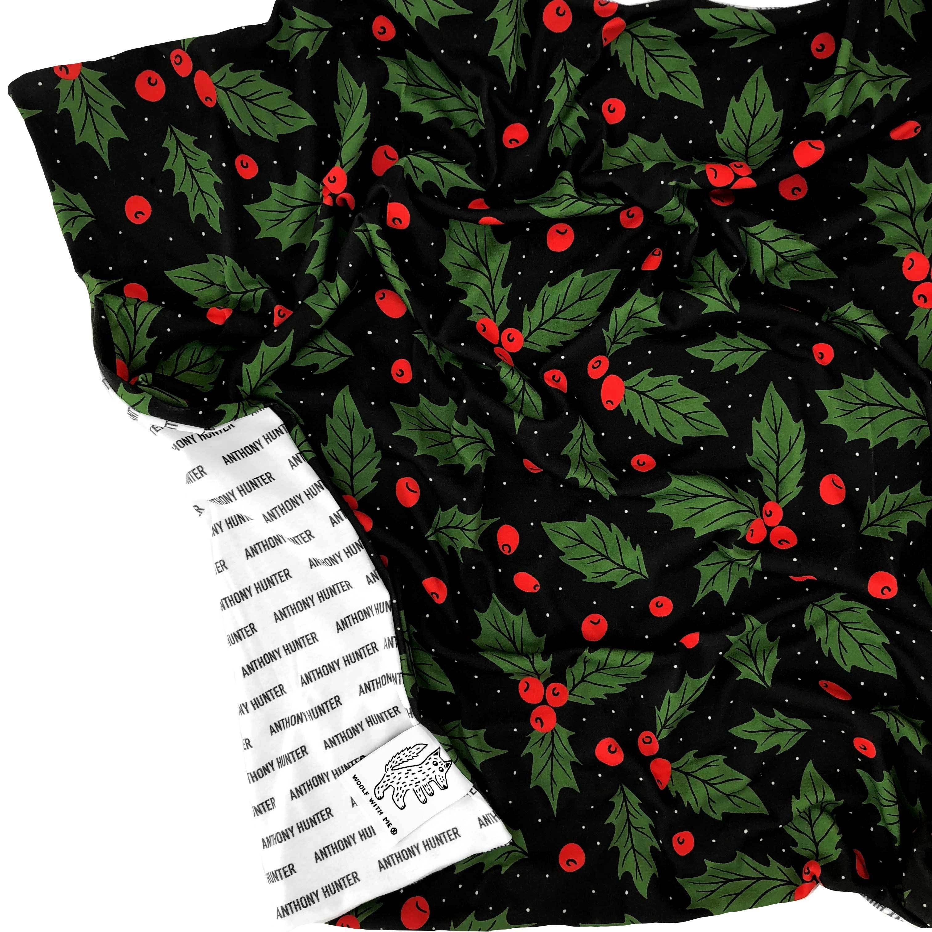 Organic Personalized Christmas Holly Blanket
