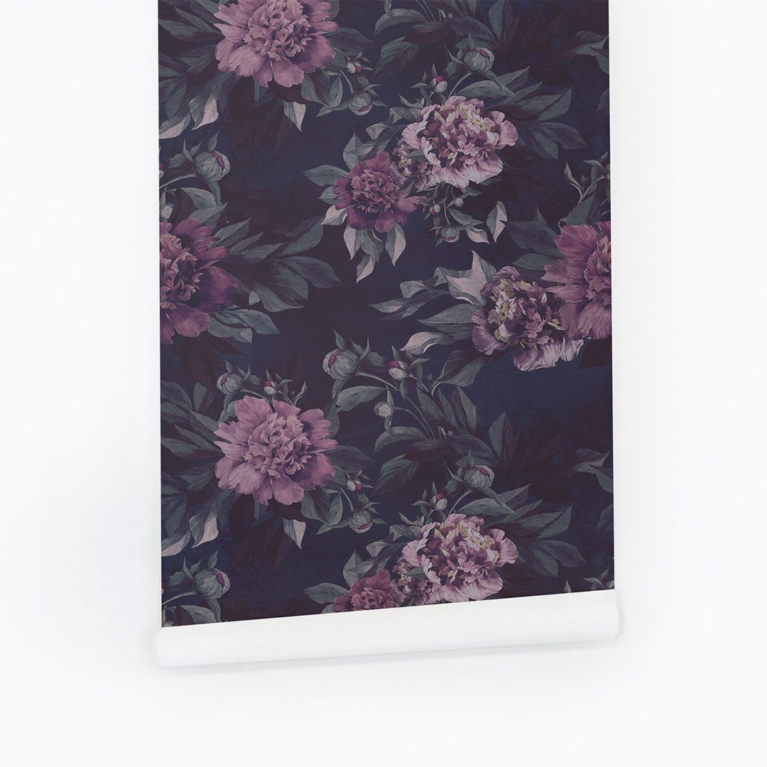 Dark Floral Wallpaper - Traditional / Sample