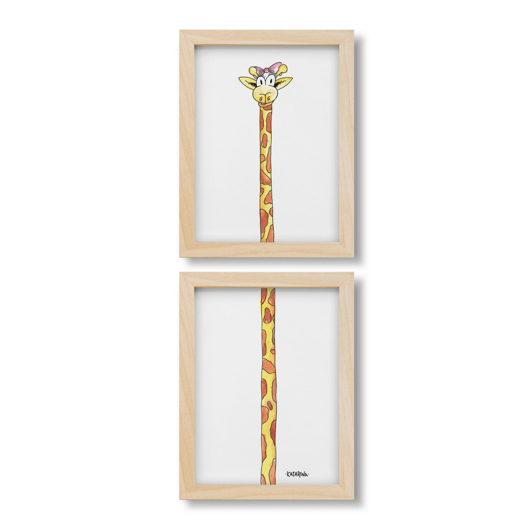 Giraffe Girl Two-piece Print Set - 12 X 16