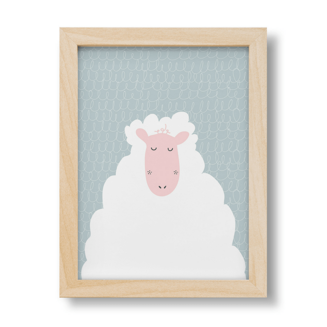 Melissa The Sheep Print - 12 X 16 / Blue Grey