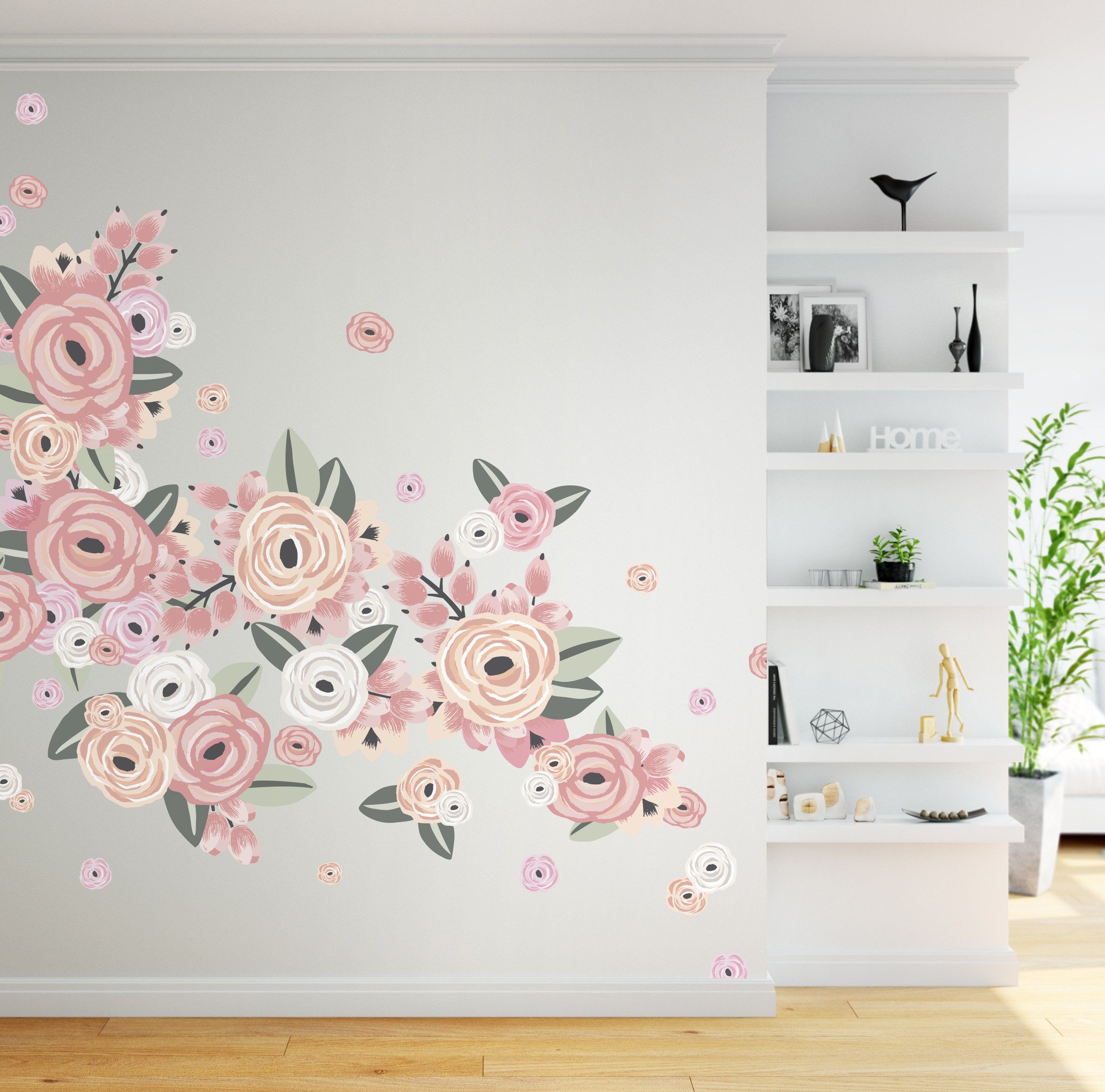 Graphic Flower Cluster Wall Decals - Sample / Faded Pink