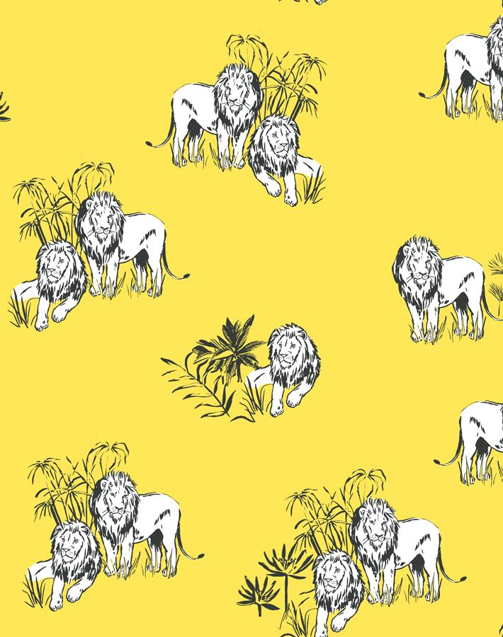 Foliage Lions Wallpaper - Removable / Sample / Daffodil