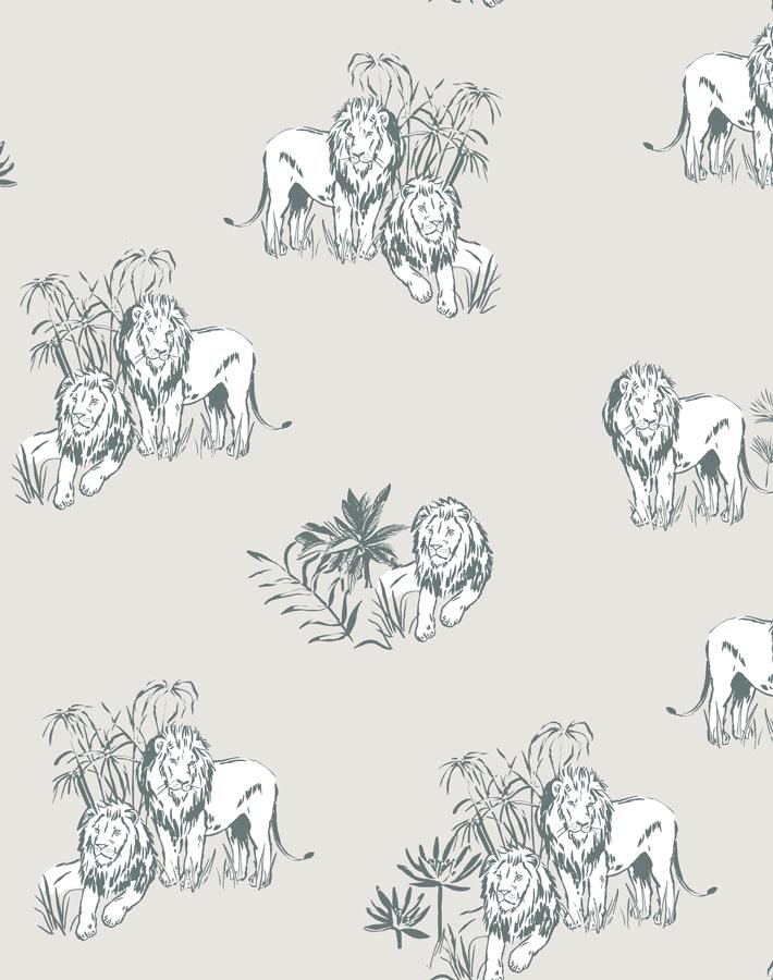 Foliage Lions Wallpaper - Traditional / Roll / Sand