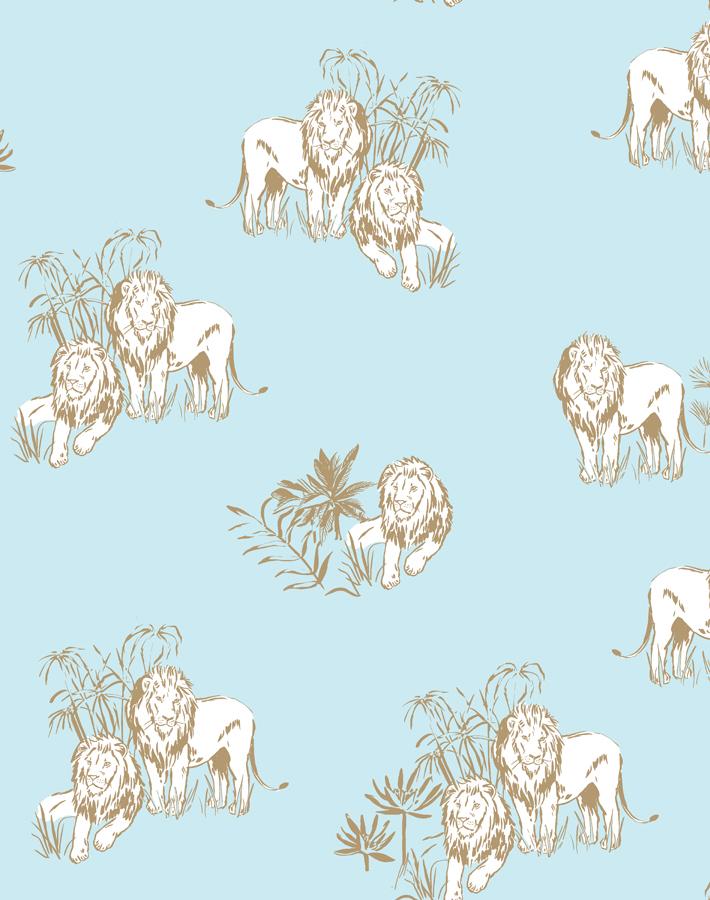 Foliage Lions Wallpaper - Traditional / Roll / Sky