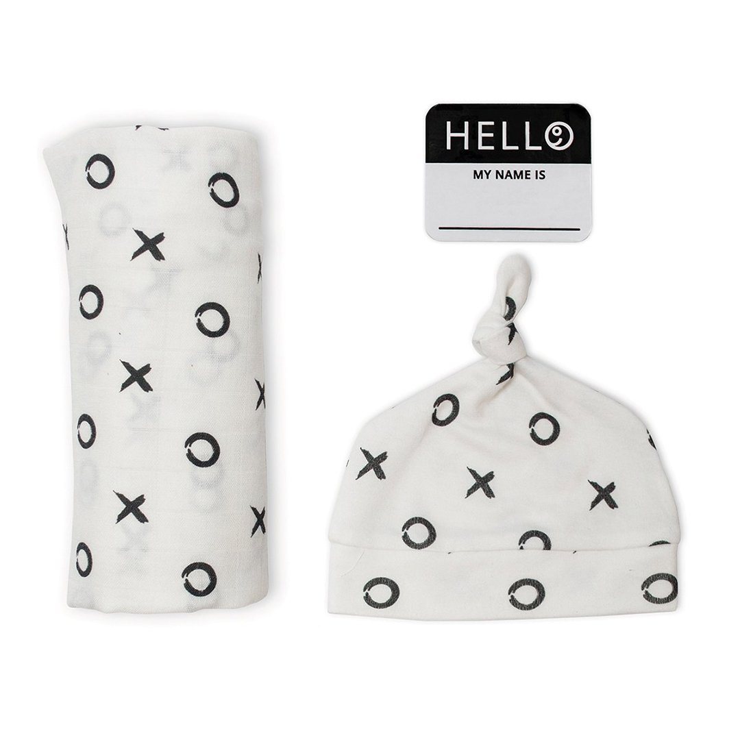 Hello World Hat + Swaddle Set - Xo