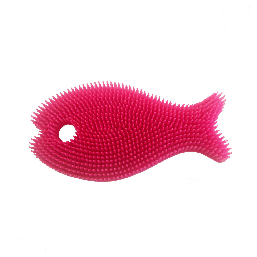 Silicone Fish Bath Scrub - Pink