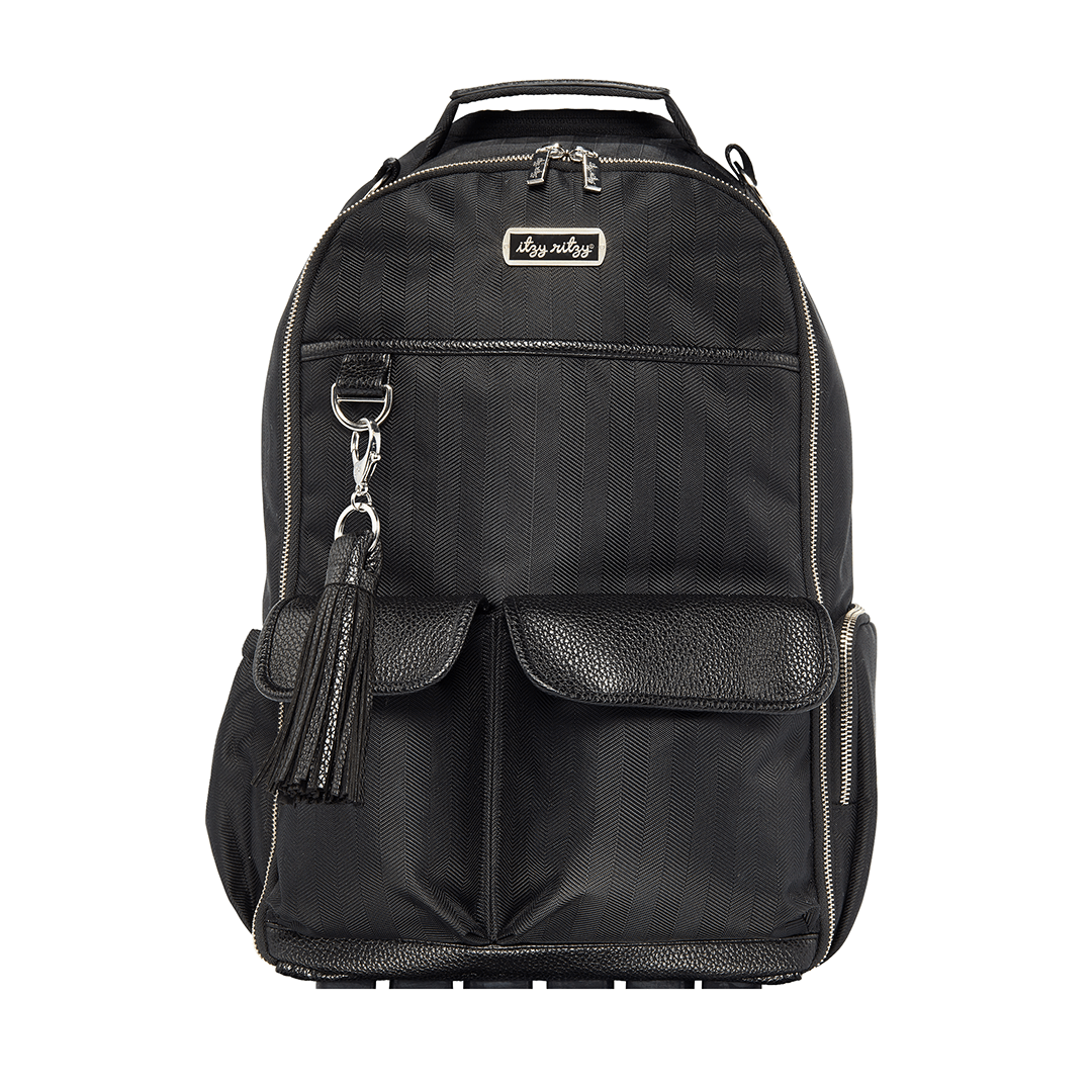 Boss Backpack Diaper Bag - Black Herringbone