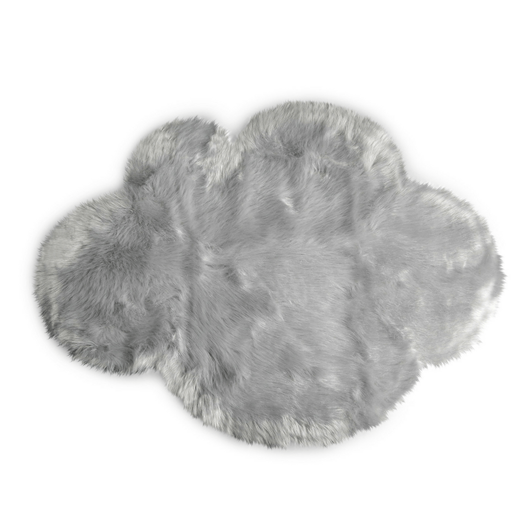 Faux Sheepskin Cloud Area Rug - Full Size / Light Grey