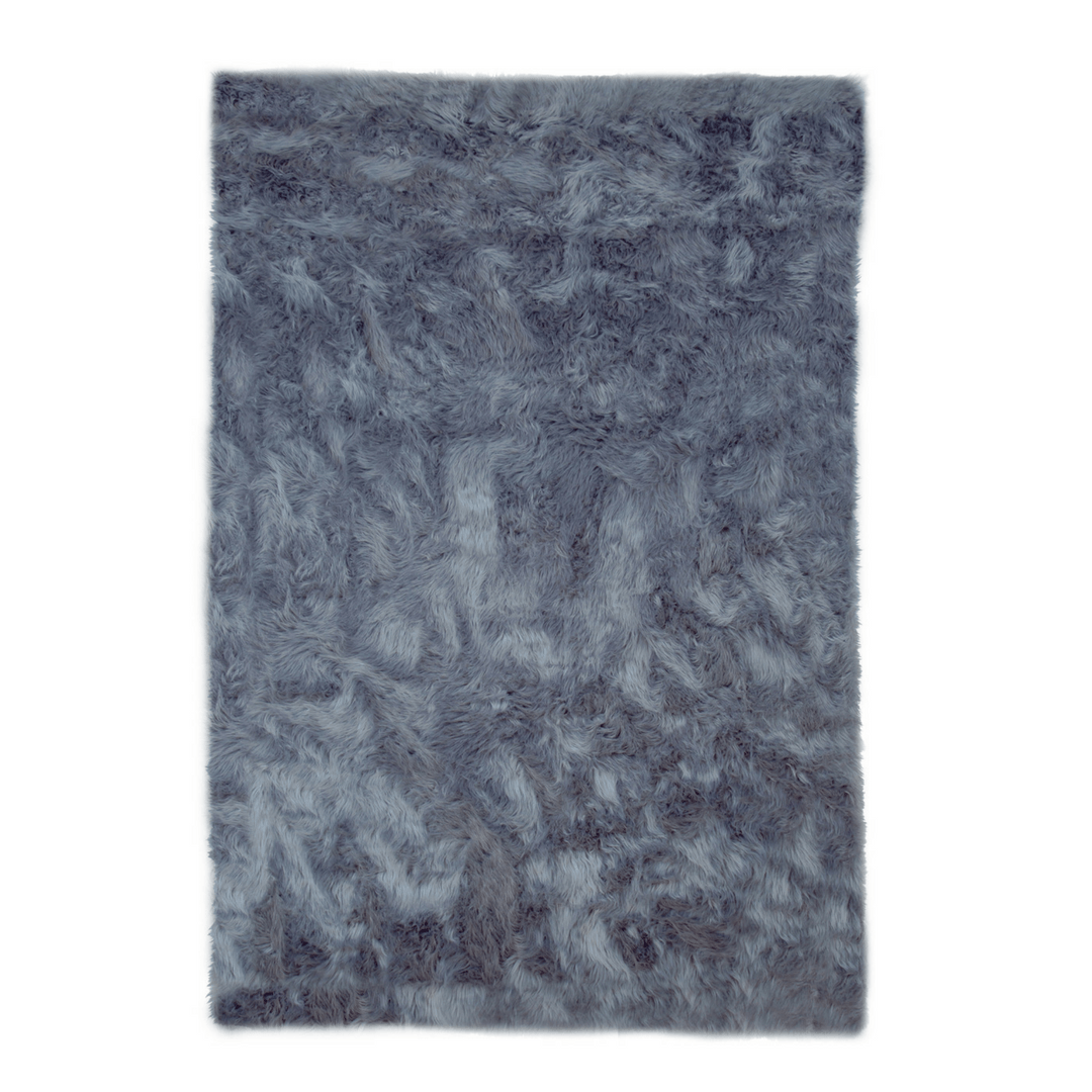 Faux Sheepskin Rectangular Area Rug - Full Size / Grey