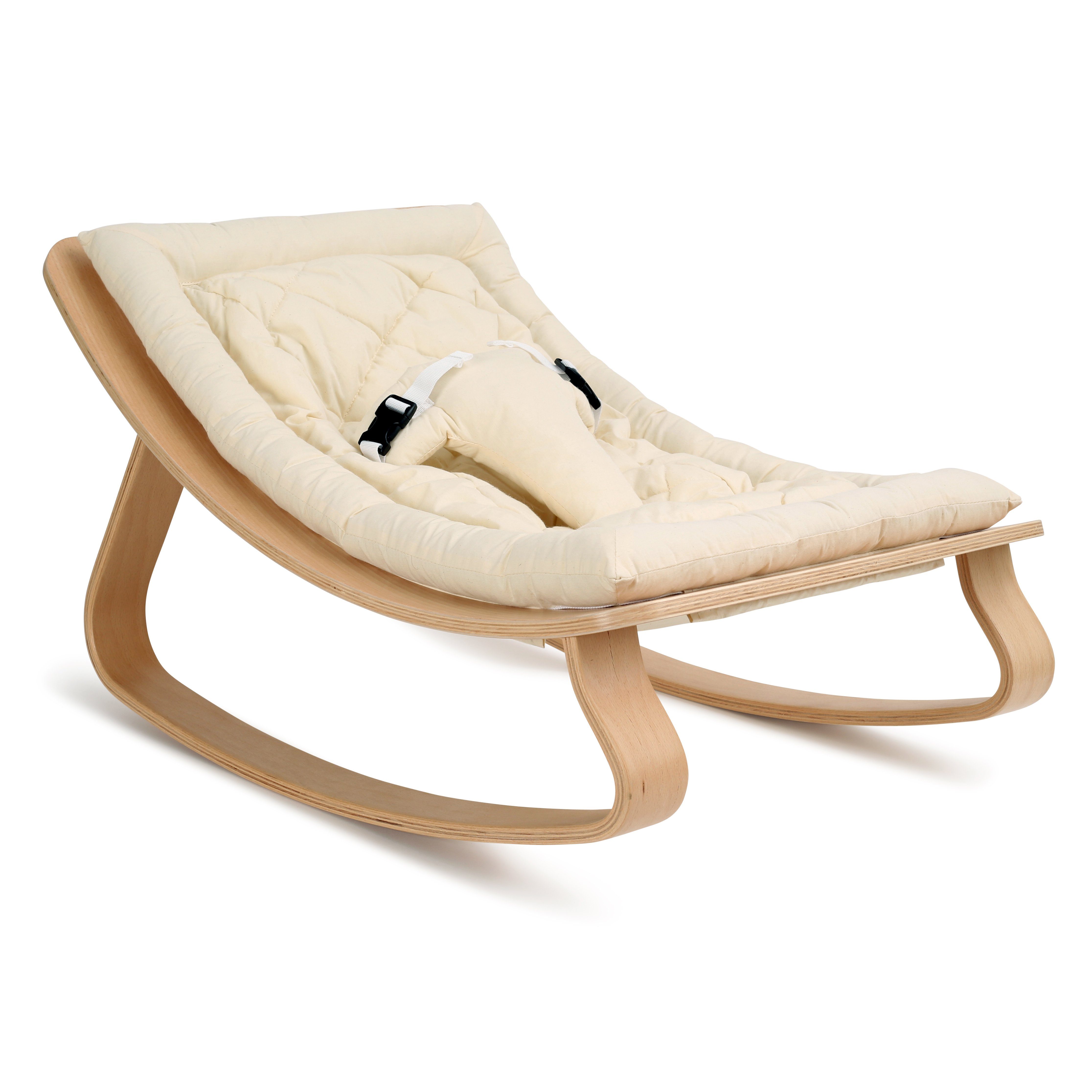 Image of Charlie Crane LEVO Baby Rocker - Beech with Organic White