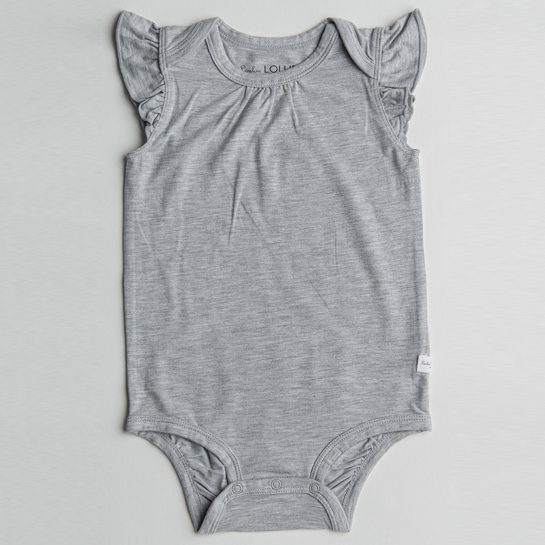 Heather Grey Flutter Sleeve Bodysuit - 3m-6m