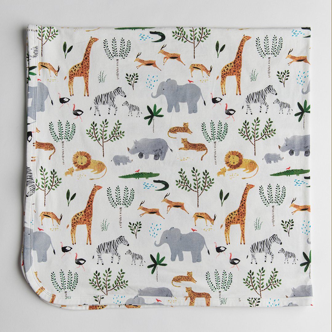 Safari Jungle Stretch Knit Swaddle Blanket