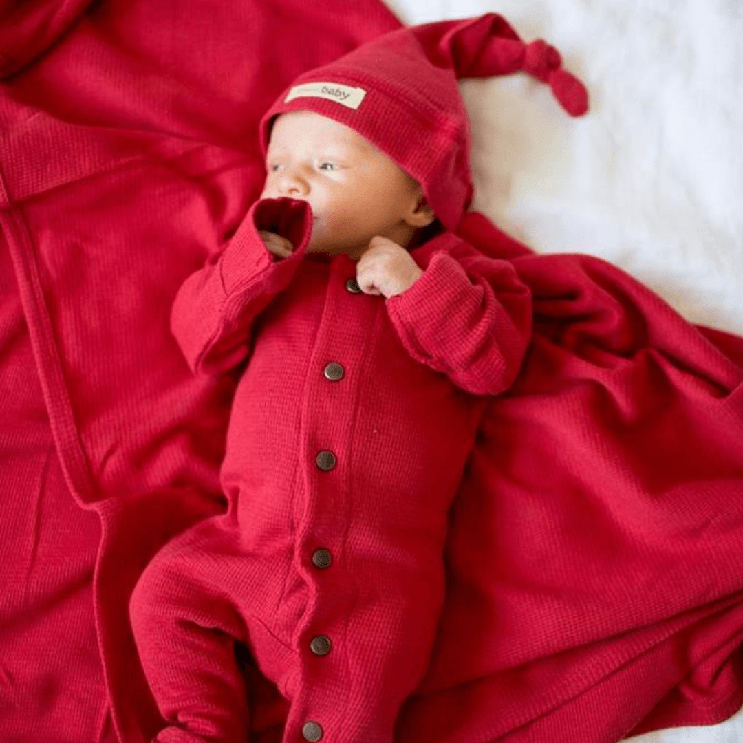 Organic Thermal Footed Overall - Ruby - 6-9m