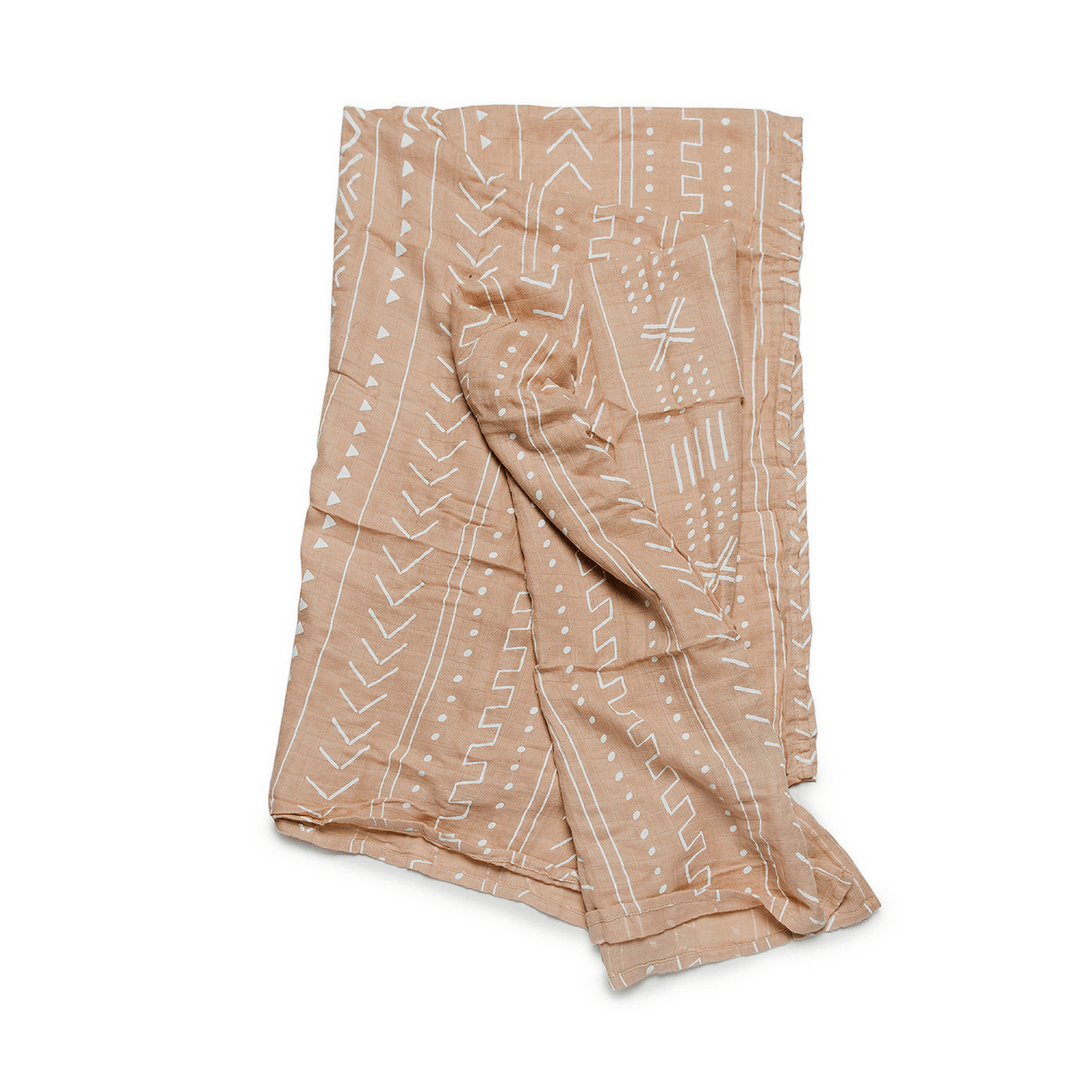 Almond Mudcloth Bamboo Swaddle Blanket