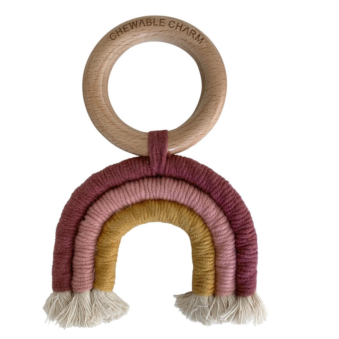 Macrame Rainbow Teether - Berry + Mustard