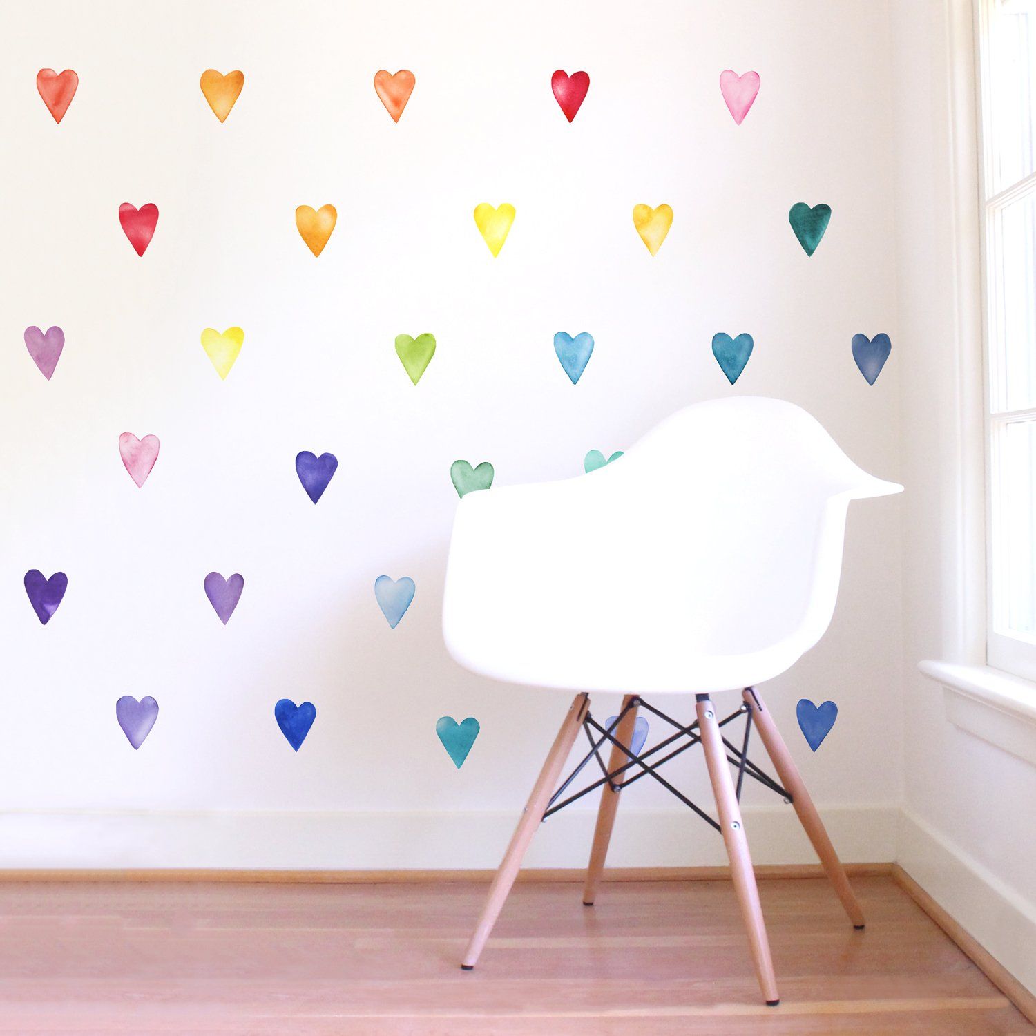 Small Watercolor Rainbow Heart Wall Decals