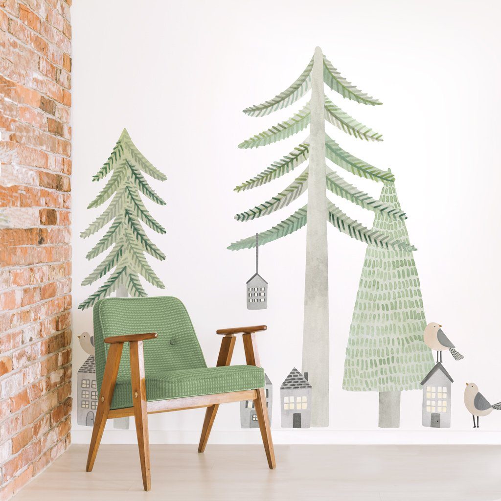 Image of Evergreen Pine Forest Wall Decal Set