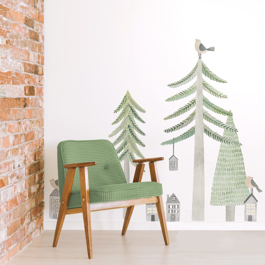 Evergreen Pine Forest Wall Decal Kit