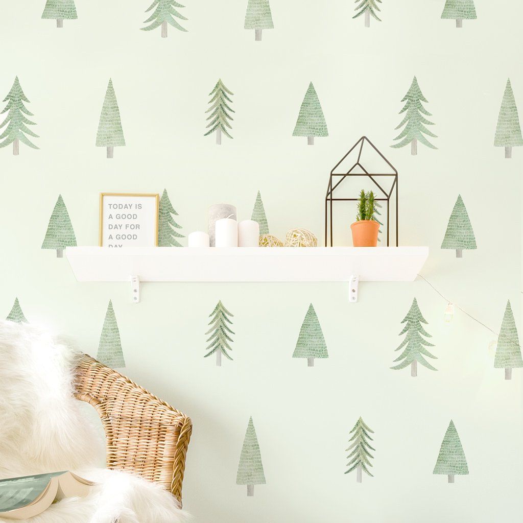 Image of Evergreen Tree Toss Wall Decal Set