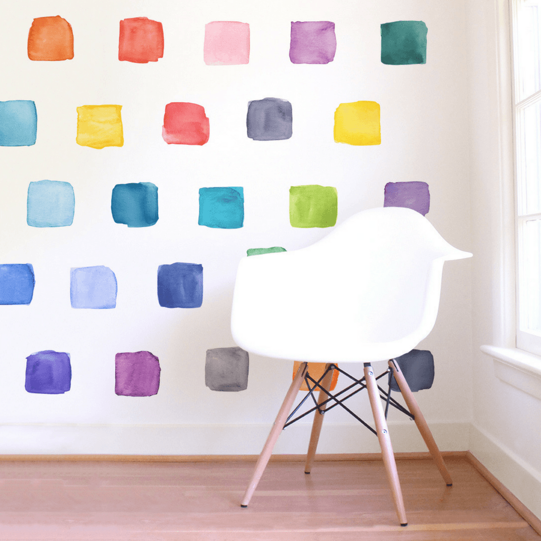 Large Rainbow Squares Wall Decals