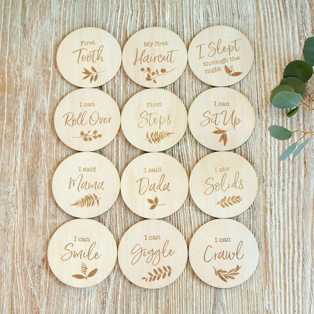 Baby?s Firsts Milestone Moments Wooden Disc Set