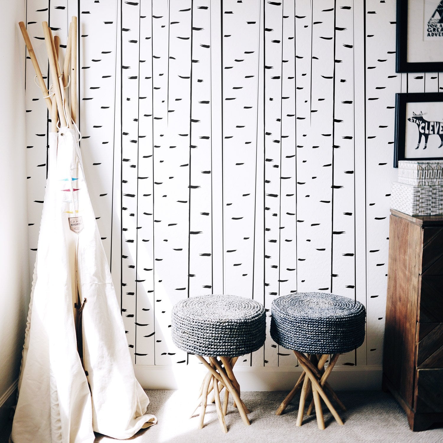 Modern Birch Tree Wallpaper - Traditional / 25" W X 108" H